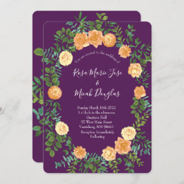 Invitación Peach & Plum Purple Peony y Rosa Boda Floral