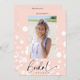 Invitación Peach Polka Dot Custom Photo Bridal Shower