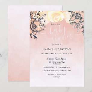 Invitación Peach Poppy + Rosas Baby Shower