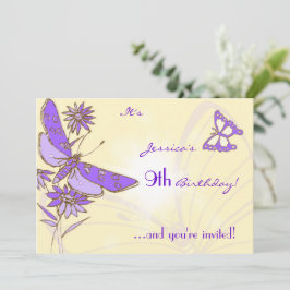 Invitación Peach Purple Butterfly Invitation Card