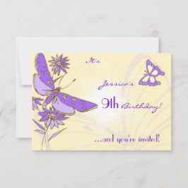 Invitación Peach Purple Butterfly Invitation Card
