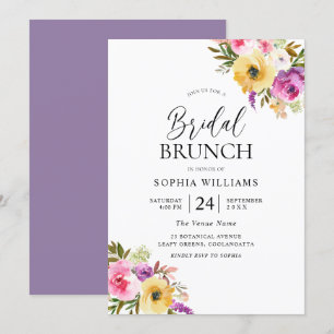 Invitación Peach Purple Rubor Floral Bridal Shower Brunch