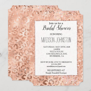 Invitación Peach Rosa Leopard Glitz
