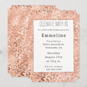 Invitación Peach Rosa Leopard Glitz