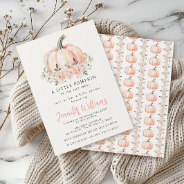 Invitación Peach rosa pequeño calabaza bebé ducha de bebé