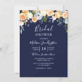 Invitación Peach Rosa Thistle acuarela Floral Bridal Shower
