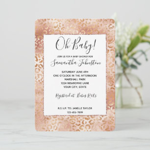 Invitación Peach Rosa White Leopard Print