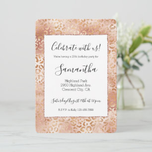 Invitación Peach Rosa White Leopard Print