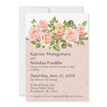 Peach Rosas on White with Gold Boda