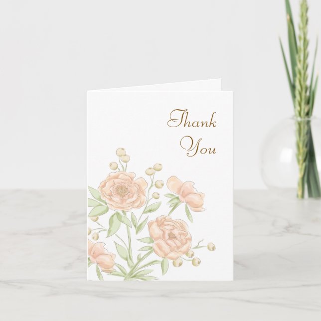 Invitación Peach Rose Wedding Thank You Cards (Anverso)