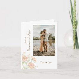 Invitación Peach Rose Wedding Thank You Cards Photo