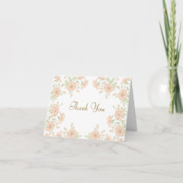 Invitación Peach Rose Wedding Thank You Note Card