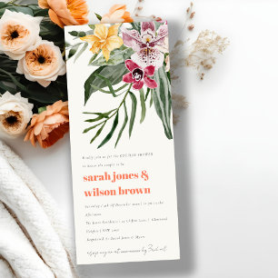 Invitación Peach Rubor Boho Tropical Floral Parejas Ducha