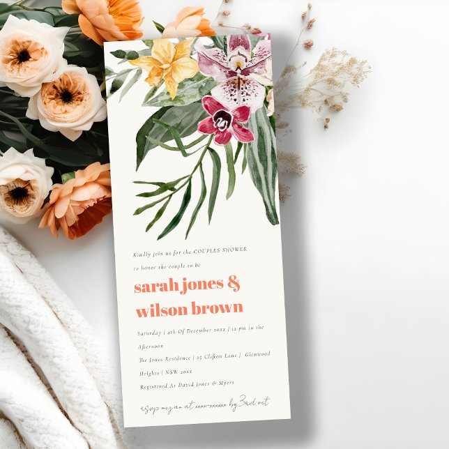 Invitación Peach Rubor Boho Tropical Floral Parejas Ducha (Subido por el creador)