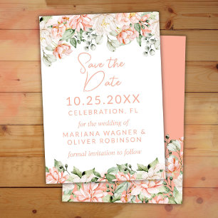 Invitación Peach Rubor Ivory Save the Date