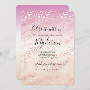 Invitación Peach Rubor Peach Glam Leopard Print Tye