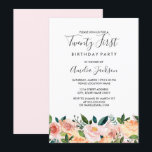 Invitación Peach Rubor Watercolor Floral 21ª Fiesta de cumple<br><div class="desc">Más invitaciones florales de cumpleaños en la Pequeña Tienda Bayleigh!</div>