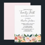Invitación Peach Rubor Watercolor Floral 21ª Fiesta de cumple<br><div class="desc">Más invitaciones florales de cumpleaños en la Pequeña Tienda Bayleigh!</div>