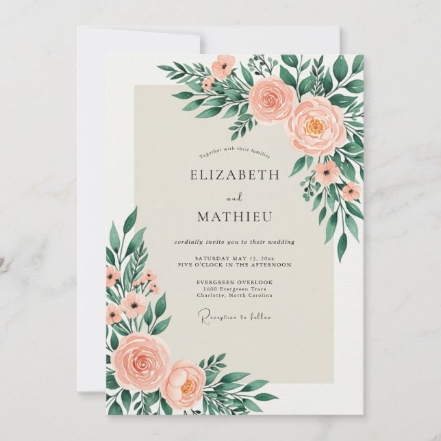 Invitación Peach Sage Alluring Spring Wedding (Anverso)