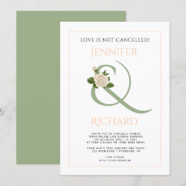 Invitación Peach, sage green amperser y rosa boda virtual