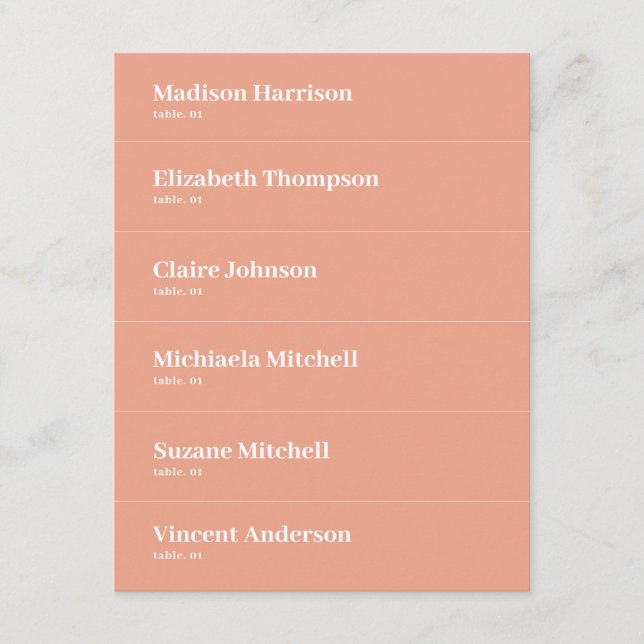 Invitación Peach Summer Boda Place Card DIY (Anverso)