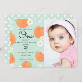 Invitación Peach Sweet to Be One First Birthday Photo