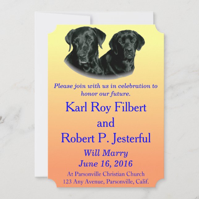 Invitación Peach to Light Yellow Labrador (Anverso)