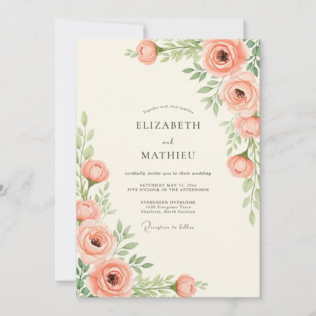 Invitación Peach Tranquil Spring Wedding (Anverso)
