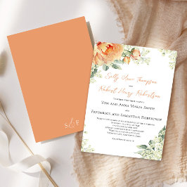 Invitación Peach Watercolor Floral Elegante Boda