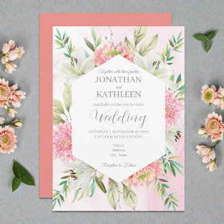 Invitación Peach Watercolor Floral Wedding Invitation