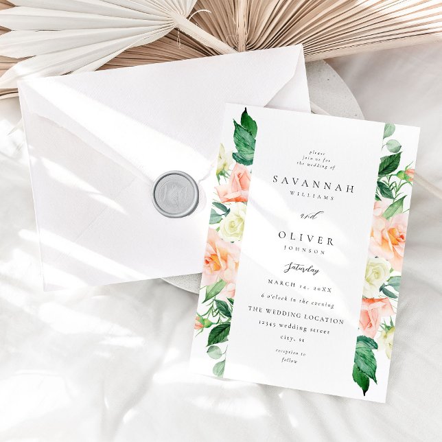 Invitación Peach & White Floral Boda V3 (Subido por el creador)