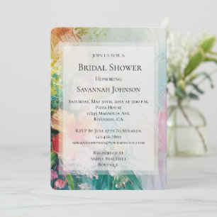 Invitación Peach White Hibiscus Floral Bridal Shower