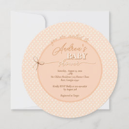 Invitación Peach-y Shoe String Baby Shower