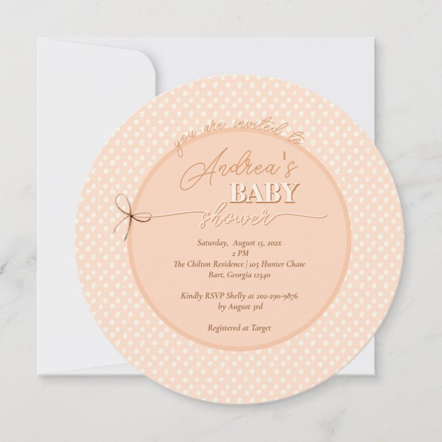 Invitación Peach-y Shoe String Baby Shower (Anverso)