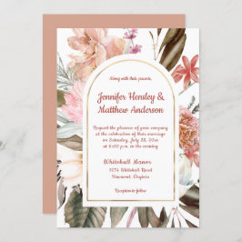 Invitación Peach y Terracota Rustic Floral Boda I