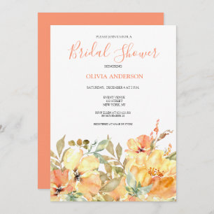 Invitación Peach Yellow Floral Bridal Shower