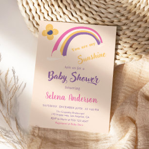 Invitación Peach "You Are My Sunshine" Rainbow Baby Shower