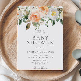 Invitación Peaches y Cream Floral Baby Shower