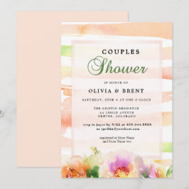 Invitación Peaches y duchas de Boda floral crema