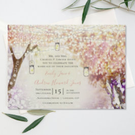 Invitación Peachy Pink Purple Fairy Boho Forest Boda