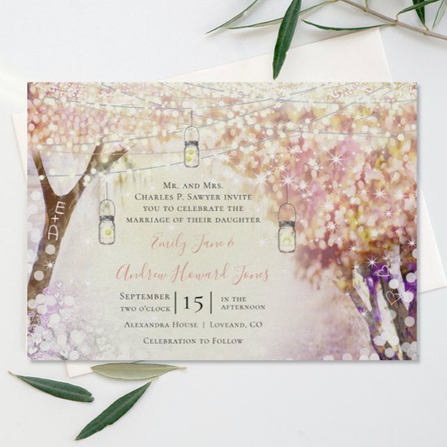 Invitación Peachy Pink Purple Fairy Boho Forest Boda (Subido por el creador)