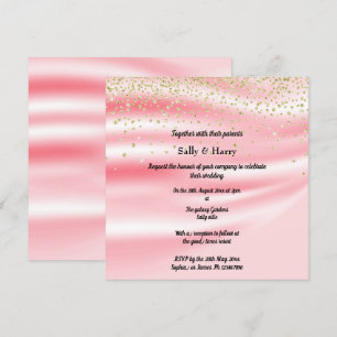 Invitación Peachy Pink Satin Sparkle Gold