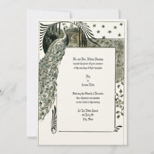 Invitación Peacock de estilo Art Nouveau vintage