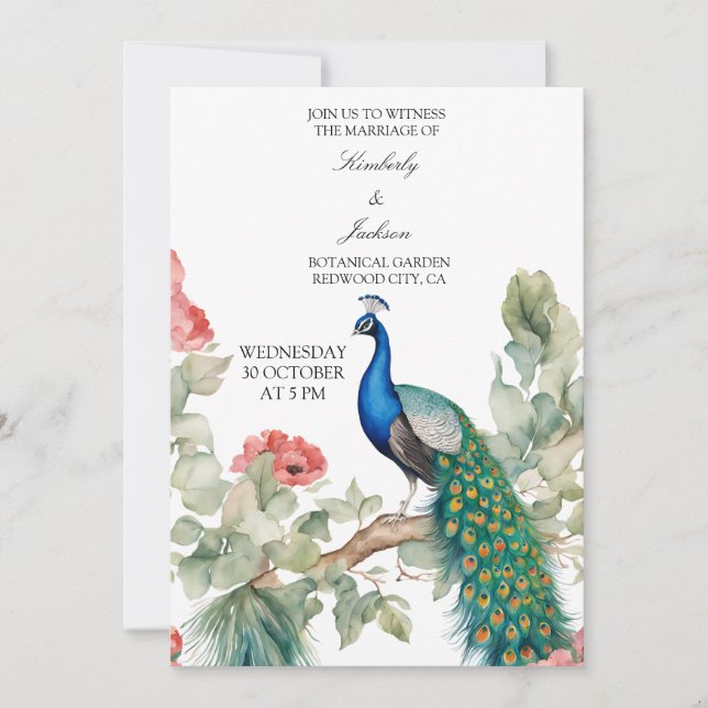 Invitación Peacock elegante (Anverso)