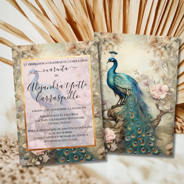 Invitación Peacock Elegante español 40 cumpleaños (Subido por el creador)