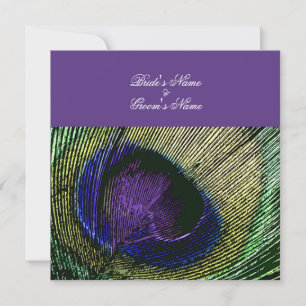 Invitación Peacock en el tema del boda púrpura - Crea tu prop