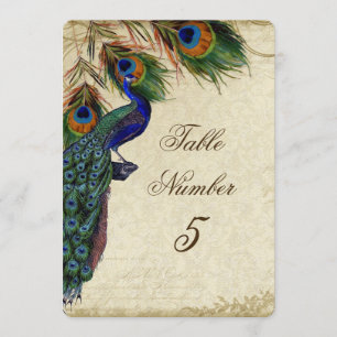 Invitación Peacock & Feathers Boda formal Tabla número 5