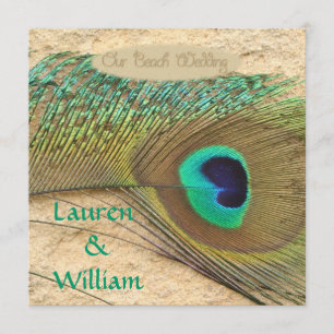 Invitación PEACOCK FUNCIONA PARA LA Boda en Playa