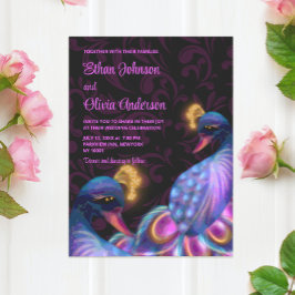Invitación Peacock Jewel Tones Boda Floral Moody púrpura