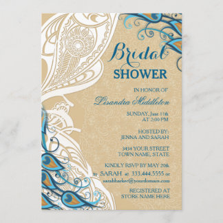 Invitación Peacock Lace Elegance 2 Bridal Shower